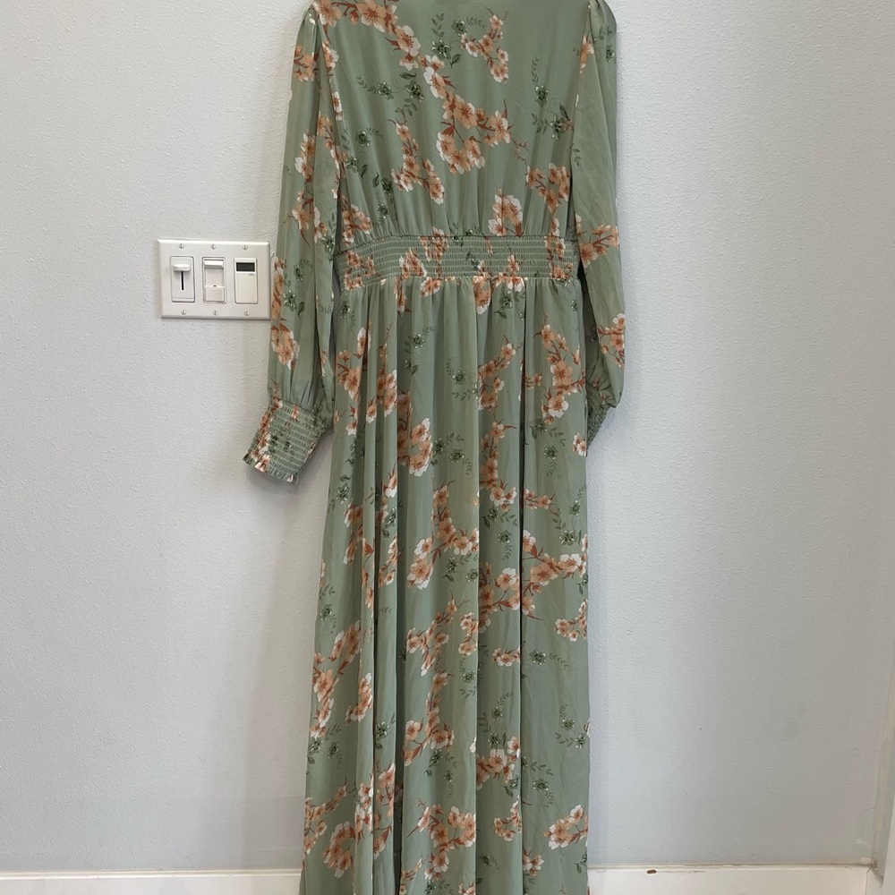 NWT Baltic Born Olivia Maxi Dress in Sage + Peach Floral, Size XL - Picture 5 of 6